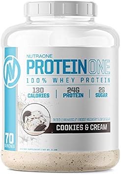 NutraOne ProteinOne Whey Protein Promote Recovery and Build Muscle with a Protein Shake Powder for Men & Women Cookies & Cream, 5 LB