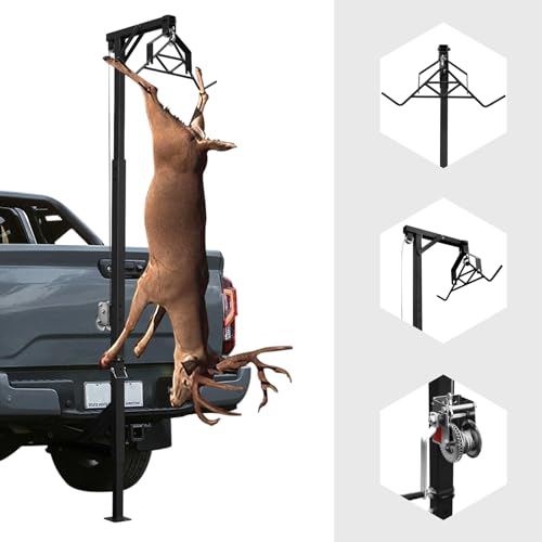 LTIGOAW Truck Mounted Articulated Deer Lifter, 600lbs Capacity Hitch Game Lifter, Height Adjustable 360 Degree Swivel Articulated Truck Mounted Deer Lift