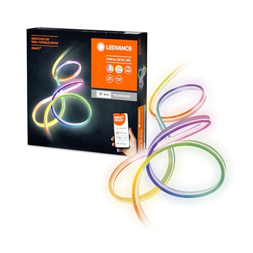 LEDVANCE Smarter LED Lichtschlauch mit WiFi Technologie für Außen, 5 Meter Länge, flexibel und biegsam, Lichtfarbe änderbar (2700-6500K), RGB-Farben änderbar, Schutzart IP44, SMART+ NEON FLEX RGBW