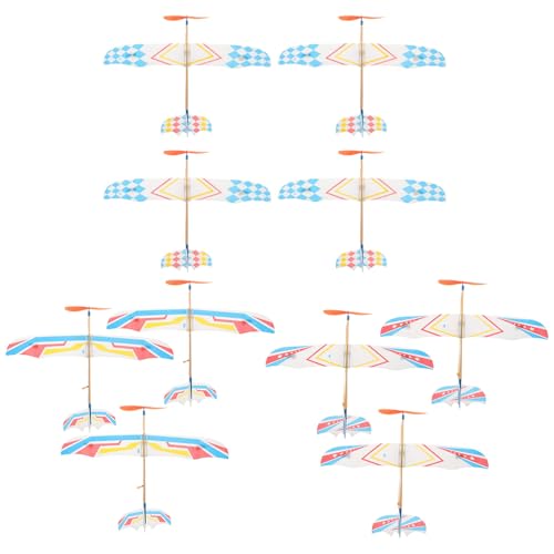jojofuny 10pcs Glider Planes for Kids: Rubber Band Powered Aircraft Biplane Model Toys - Shooting Flying Airplane Toy for Kids Outdoor Party, Random Style