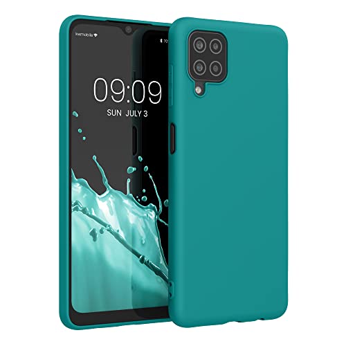 kwmobile Custodia Compatibile con Samsung Galaxy A12 Cover - Back Case per Smartphone in Silicone TPU - Protezione Gommata - petrolio matt