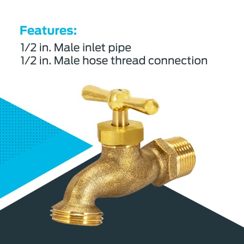 Eastman Irrigation Hose Bibb, 1/2 Inch MIP x 1/2 Inch MHT Outdoor Spigot, Brass Garden Valve, 20181 by Eastman - Image 5