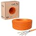 Produktbild HB-DIGITAL 50m CAT.7a Netzwerkkabel LAN Kabel Verlegekabel AWG 23 Reines Kupfer S/FTP PiMF LSZH Halogenfrei RoHS-Compliant Ethernet Installationskabel Datenkabel PoE 10Gbit/s max. 1200MHz Orange