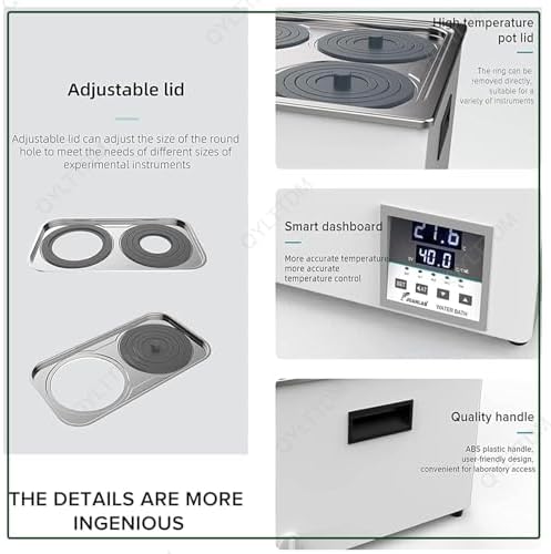 Digital Thermostatic Lab Water Bath - Precise 0.01℃ Heating, Electric Water Bath Heater with Digital Display & Protective Lid for Scientific Experiments and Laboratory Use