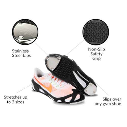 Slip on Tap Shoes for Girls, Women & Men | Waterproof Stainless steel taps | Authentic Tap Dance Sound & No-Slip Safety Grip & Stretchable Design | Environmental friendly instant tap dance shoes | Unisex Tap Shoes3