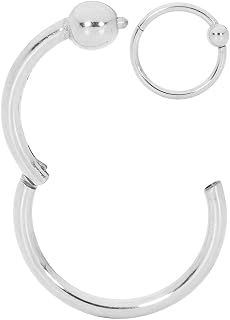 Surgical Steel 20G 18G 16G 14G 6mm-12mm BCR Ball Closure Septum Tragus Helix Conch Hinged Segment Nose Lip Ring Hoop Unisex Earrings Body Piercing Jewelry