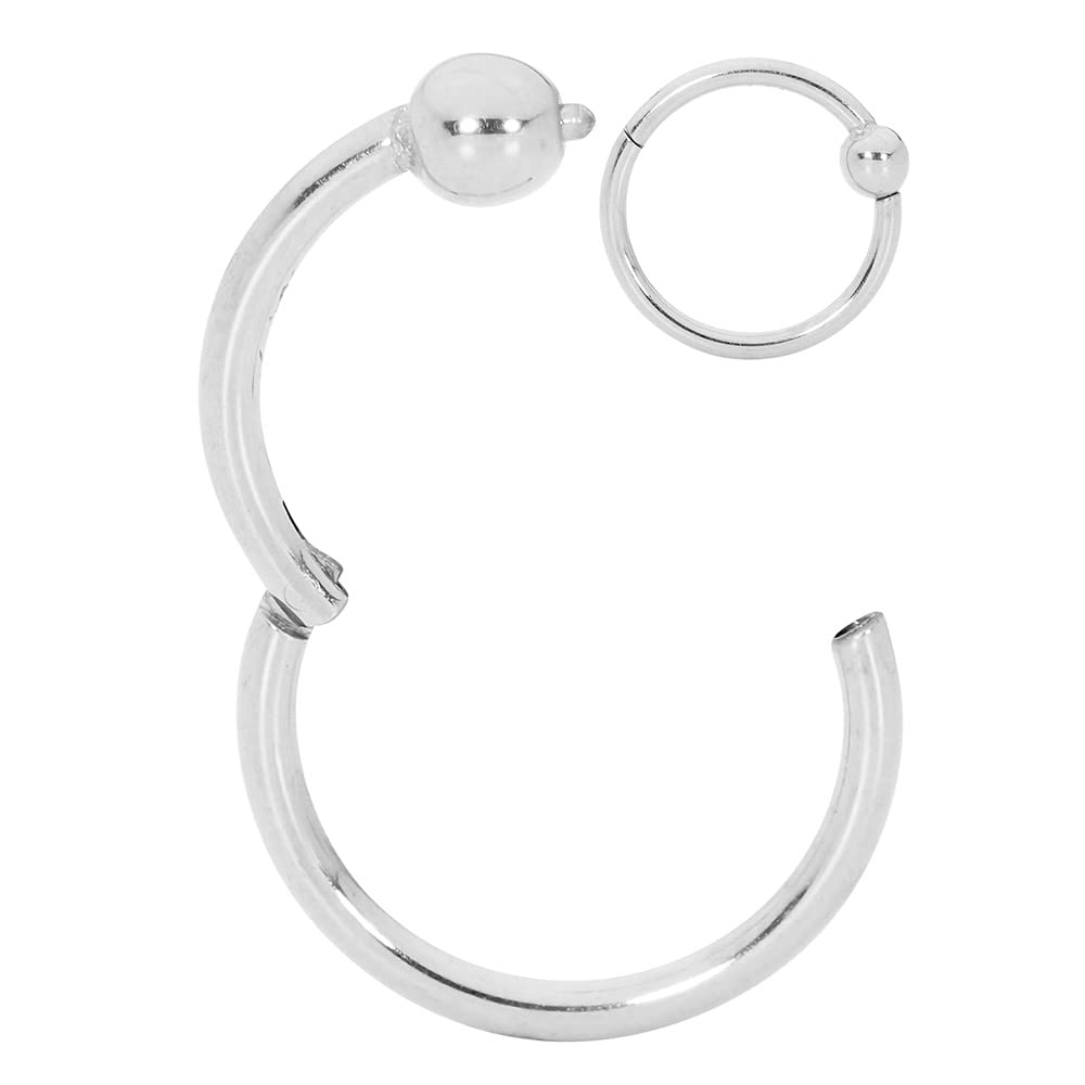 365 SLEEPERS Surgical Steel 20G 18G 16G 14G 6mm-12mm BCR Ball Closure Septum Tragus Helix Conch Hinged Segment Nose Lip Ring Hoop Unisex Earrings Body