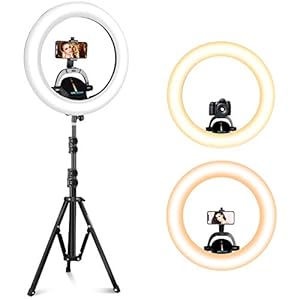 UBeesize Ring Light Kit: 17.5” Led Ring Light with Wireless Control, Professional Bi-Color 3000K-6000K Circle Lights, Up…