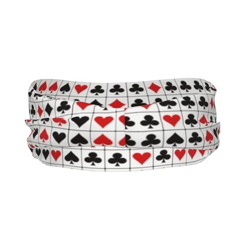 Boys Girls Spades Grid Poker Playing Cards Art Sports Sweatband Multifunction Lovely Head Ribbon Headdress for Sports Workout Shower3