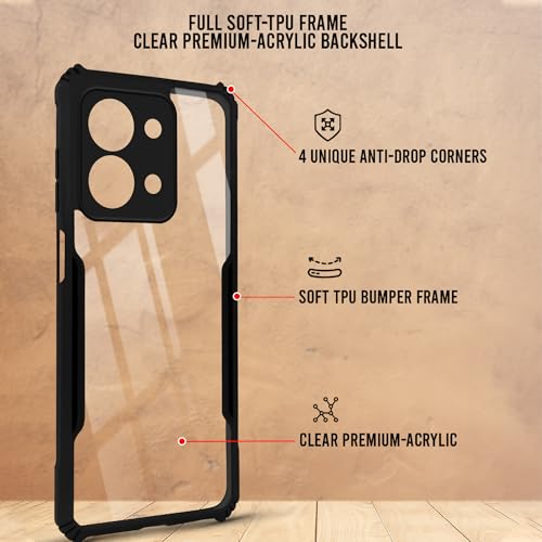 Image of Jkobi Hybrid Back Cover Case for Redmi 15C (Shockproof with Polycarbonate Clear Panel | Professional Black)
