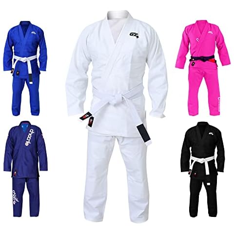 G4 VISION BJJ Gi Mens Kids Brazilian Jiu Jitsu Suit Jujitsu Adult Uniform Adult Youth Blue Black White (White, M2) Cover