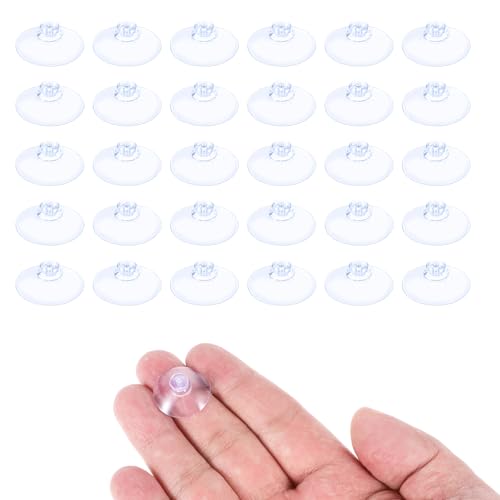 simarro 30 Stück Mini Saugnapf ohne Haken PVC Transparent Saugnäpfe Kleinen Runde Saugnäpfe Plastiksaugnapf für Außenbereich Küche Bad Fenster Spiegel(20mm)