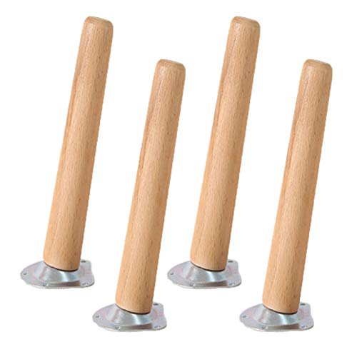 4 Pieds Pour Meubles En Bois Inclinaison Pattes De Remplacement de Table Basse Forme Ronde Jambes Pour Canapé Meuble Tv Table à Manger,Avec Plaque de Montage...
