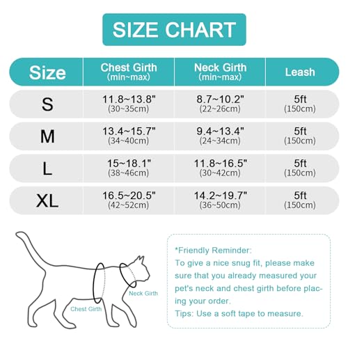 Cat Harness and Leash Set, Upgraded Escape Proof Adjustable Vest with Lead for Large Cat Small Dog Puppy Outdoor Walking, Soft Breathable Mesh Jacket with Reflective Strips for Dark Night (L Green) - Image 3