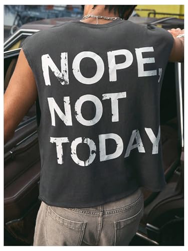 WDIRARA Men's Letter Graphic Tank Top Crew Neck Sleeveless T-Shirts Streetwear3