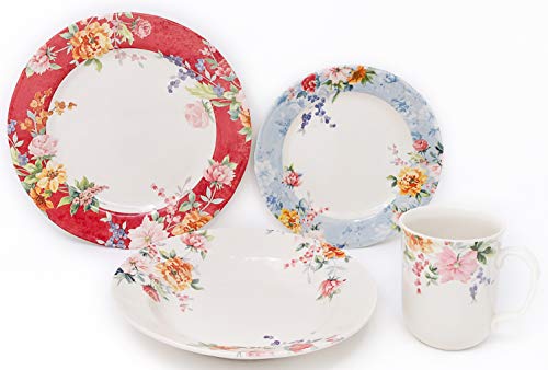 Tudor Royal Collection 24-Piece Premium Quality Porcelain Dinnerware Set, Service for 6