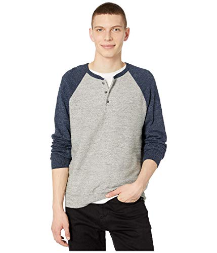 J.Crew Rugged Cotton Henley Color Block Heather Indigo Grey MD