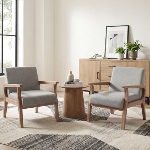 BESTANO Mid Century Modern Accent Chair Set of 2, Linen