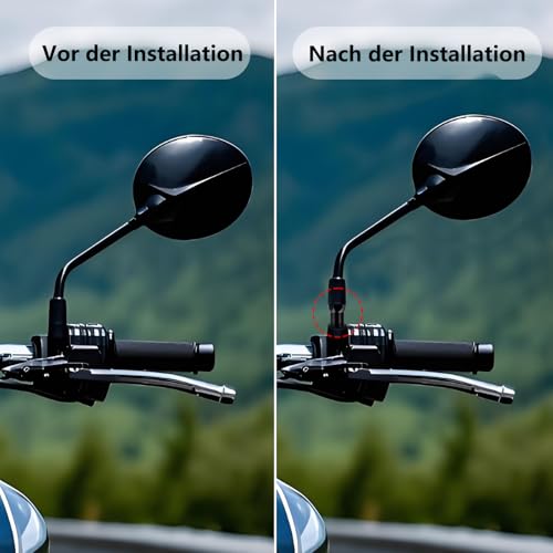 Cretassion Motorrad Spiegel Adapter M8 Linksgewinde auf M8 Rechtsgewinde Motorroller Spiegel Adapter m8 auf m8 (2 Stück)