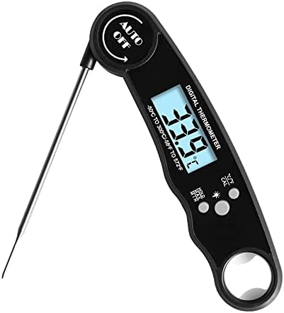 review Instant Read Meat Thermometer, Digital Food Thermometer for Cooking, Kitchen Candy Thermometer with Fahrenheit & Celsius (℉/℃) Switch for Oil Deep Dry BBQ Grill Roast Turkey Smoker (Black)