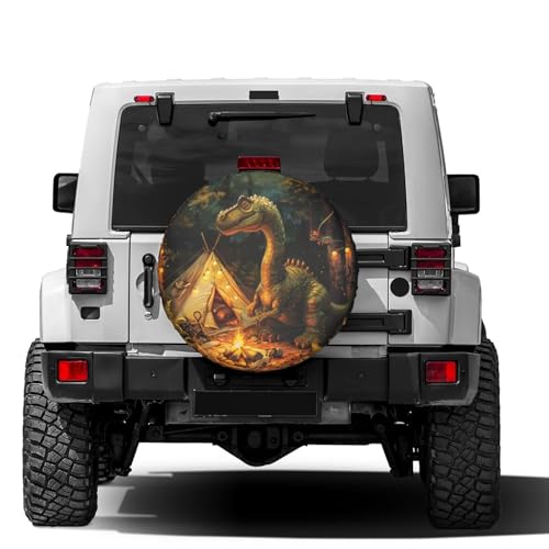 Image of Delerain Dinosaur Camping Spare Tire Cover Wheel Protectors Sun Protector Waterproof for Trailer RV SUV Truck and Many Vehicle(16 Inch for Diameter 29 inch-31 inch)