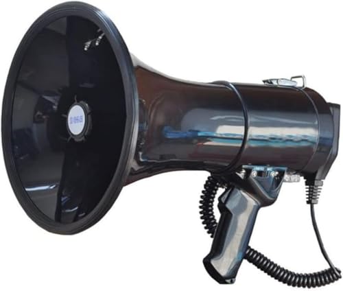 ハンドメガホン 拡声器ハンドマイク付 ショルダーメガホン 50W サイレン機能 マイク音量調節 運動会、オフサイトの販売 録音/再生/機能付き ハンドヘルドスピーカー ショルダーメガホン (ブラック)