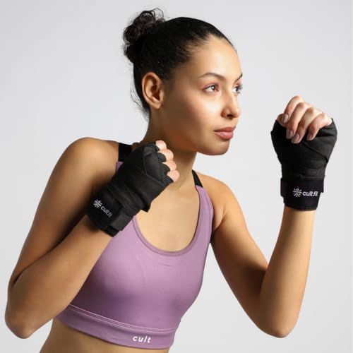 Image of cult Premium Boxing Hand Wraps 180 inch inch Durable Polyester & Cotton Blend, Breathable, Elastic, Thumb Loop & Velcro Closure, Wrist Support & Knuckle Protection for Boxing, MMA, Muay Thai, Karate