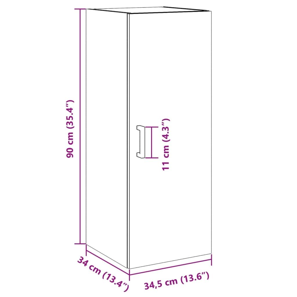 vidaXL Armadietto da parete in legno anticato/marrone, 34,5 x 34 x 90 cm, armadio in legno ingegnerizzato per soggiorno/casa