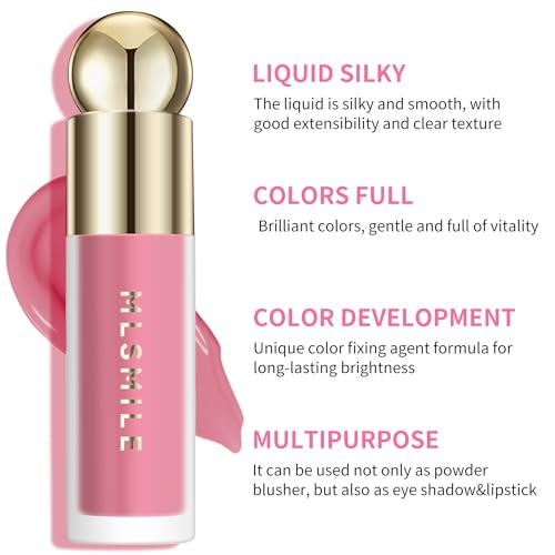 Long-Lasting Liquid Blush, Matte Cream Blush, Creates Soft Dewy Finish, Pink Liquid Blusher for Cruelty-Free Makeup - Image 4