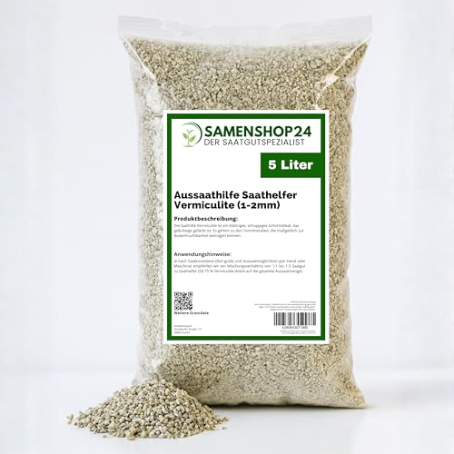 Vermiculite 5L – Besonders Fein 1–2 mm | Für Aussaat, Keimlinge & Jungpflanzen | Keimfrei & pH-neutral | Saathelfer zur Bodenverbesserung, lockert & speichert Wasser