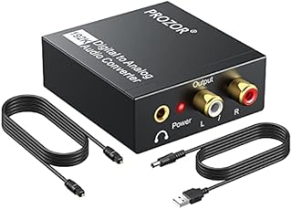 PROZOR 192KHz Digital to Analog Audio Converter DAC Digital SPDIF Optical to Analog L/R RCA Converter Toslink Optical to 3.5mm Jack Adapter for PS3 HD DVD PS4 Amp Apple TV Home Cinema