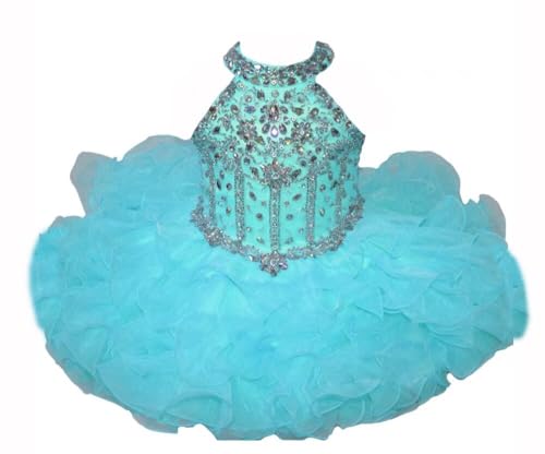 Halter Short Mini Cupcake Toddler Infant Pageant Party Prom Formal Dresses for Little Girls Ruffles Organza 2025