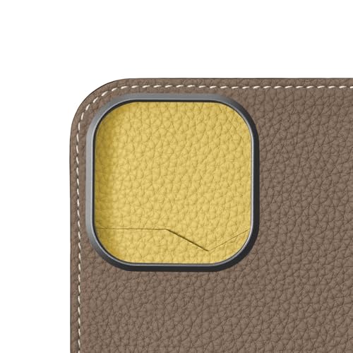 【BONAVENTURA】(for iPhone16Pro) ダイアリーケース ボッタラートレザー(シュリンクレザー) [エトープ x イエロー ] スマホケース ヨーロッパ最高級レザー 本革 MagSafe対応 プレゼント ギフト BODT16P-ETYE