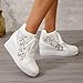 Yanzhenglip Wedge Sneakers for Women Hidden High Heeld Sneakers Dressy Lace Up High Top Sneakers Fashion Orthopedic Walking Shoes Breathable Lace Embroidery Running Shoes Casual Platform Sneakers