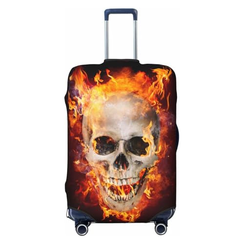 Luggage Cover Protector Suitcase Cover - Satanic Skull Flames Darkness Soft Fashion Uitcase Cover for Luggage