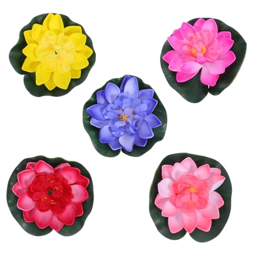 Alipis Artificial Floating Water Lily Lotus Flower Pond Decor 3.94 Inch Simulated Lotus for Garden Home Patio Water Feature Decoration