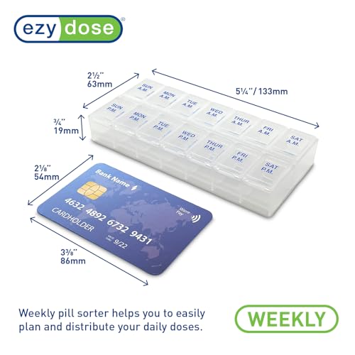 Image of Ezy Dose Weekly 7-Day AM /PM Pill Organizer, Vitamin Case and Medicine Box, Medium Compartments for Twice-Daily Dosing, Natural Color Design, Easy-Open Lids, Portable and Perfect for Home or Travel Use