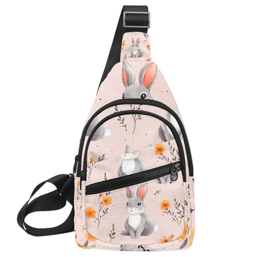 Mochila de día cruzada pequeña de conejo blanco bosque multicolor 30x18cm