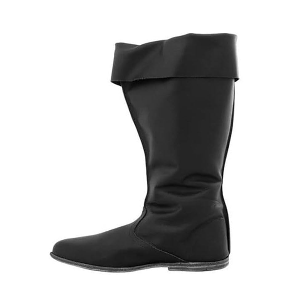 Herrenstiefel für Erwachsene, mittelalterliche Wikingerstiefel aus PU-Leder, mit seitlicher Schnürung, Renaissance-Stiefel für Festivals, Cosplay