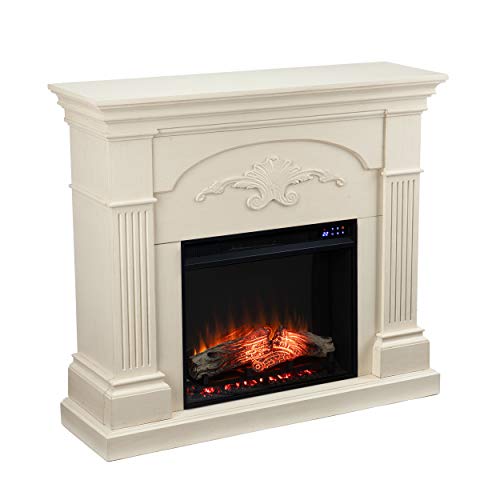 SEI Furniture Sicilian Harvest Traditional Style Electric Fireplace, New Ivory