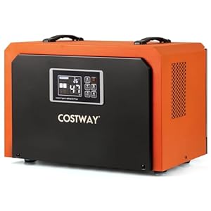 FANTASK 60 L/Tag Luftentfeuchter, Industrie Trocknungsgerät, Bautrockner mit Ablaufschlauch & 24H Timer für Keller, Lagerhaus, Baustelle (Orange)