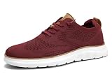 Mens Casual Dress Oxfords Shoes Fashion Mesh Business Walking Work Slip on Sneakers Comfortable Lightweight Soft Sole Red -  Socviis