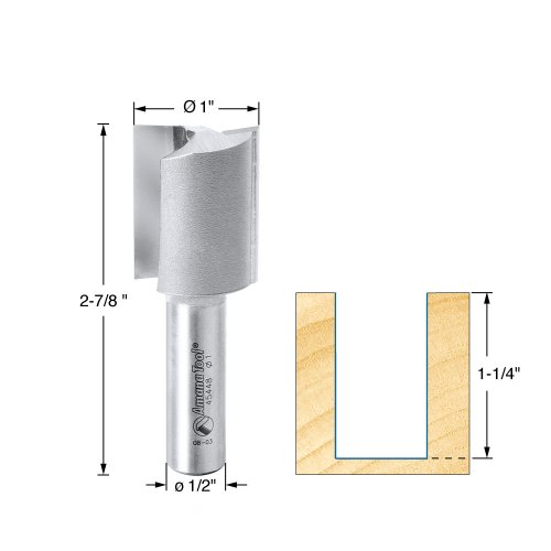Amana Tool - 45448 Carbide Tipped Straight Plunge High Production 1" Dia X 1-1/4 X 1/2 #TOP1