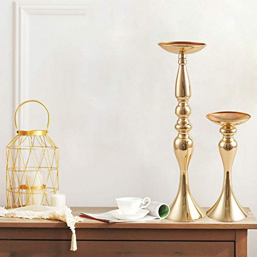 Yang1Mn.ornaments Luxury Europe Type Electroplating Iron Display A Mermaid Wedding Vintage Candlestick Creative Geometric Candle Cup D13H30/37/48Cm 1Pcs (Color : Gold, Size : S) #TOP3