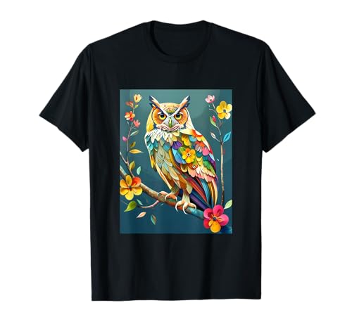 Búho floral. Regalo divertido para amantes de los animales Camiseta