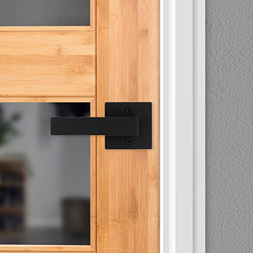 Image of Kwikset Singapore Dummy Door Handle, Single Sided Lever for Closets, French Double Doors, and Pantry, Matte Black Non-Turning Reversible Interior Push /Pull Lever, with Microban Protection (Pack of 4)