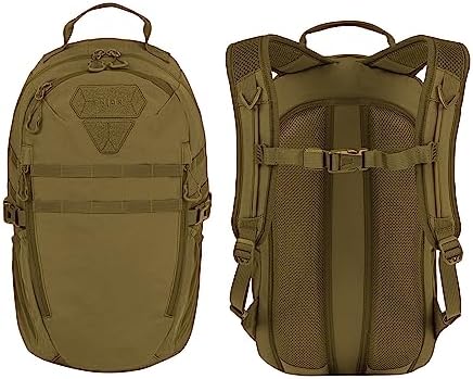 FHIOR TACTICAL Backpack 20L - EDC Water Resistant Military Daypack, Rucking Assault Pack for Travel, Rucking, Outdoors, Coyote Tan