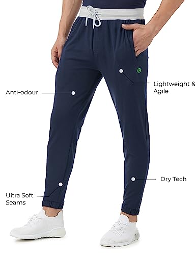 Image of PUMP'D Men's Breathable Cotton Jogger Pants with Elasticated Waistband & Drawstring - Dry Tech, Anti-Odor, Lightweight, Soft Seams