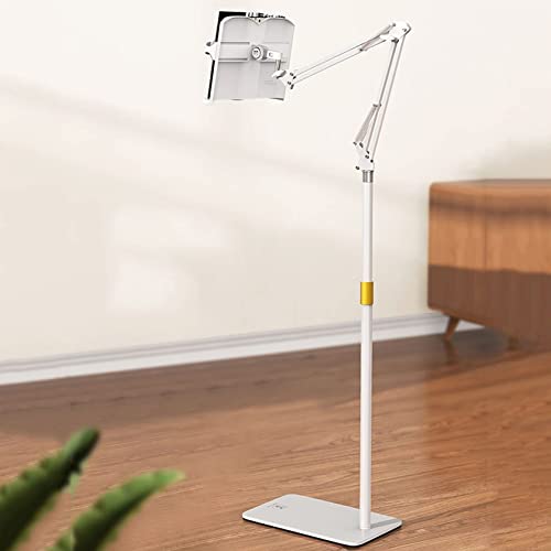 Soporte de suelo para lectura de libros (soporte para libros para leer con manos libres) Soporte para libro de recetas de altura ajustable para cocina portátil de metal blanco