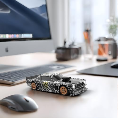 RC Drift Car, 1/43 Mini RC Drift Car with Gyroscope, 2.4GHz Full Proportional Remote Control Cars, 4WD High Speed Racing with Lights, Racing Tires, Model Cars Gift for Adults, Kids, Boys (Black) — view 6